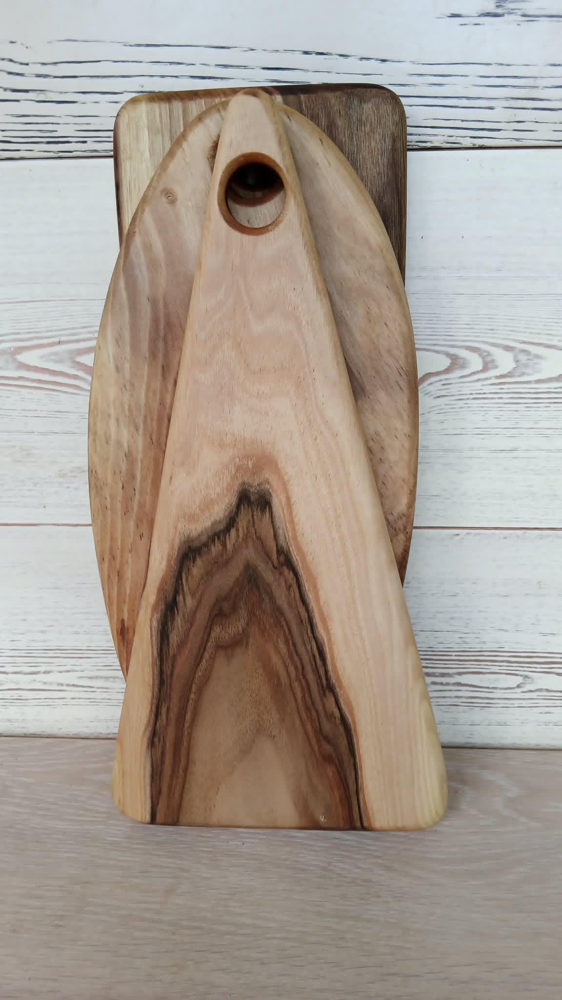 Handmade Walnut Chopping Serving Board Set, Rustic Charcuterie Cheese Boards — image 4