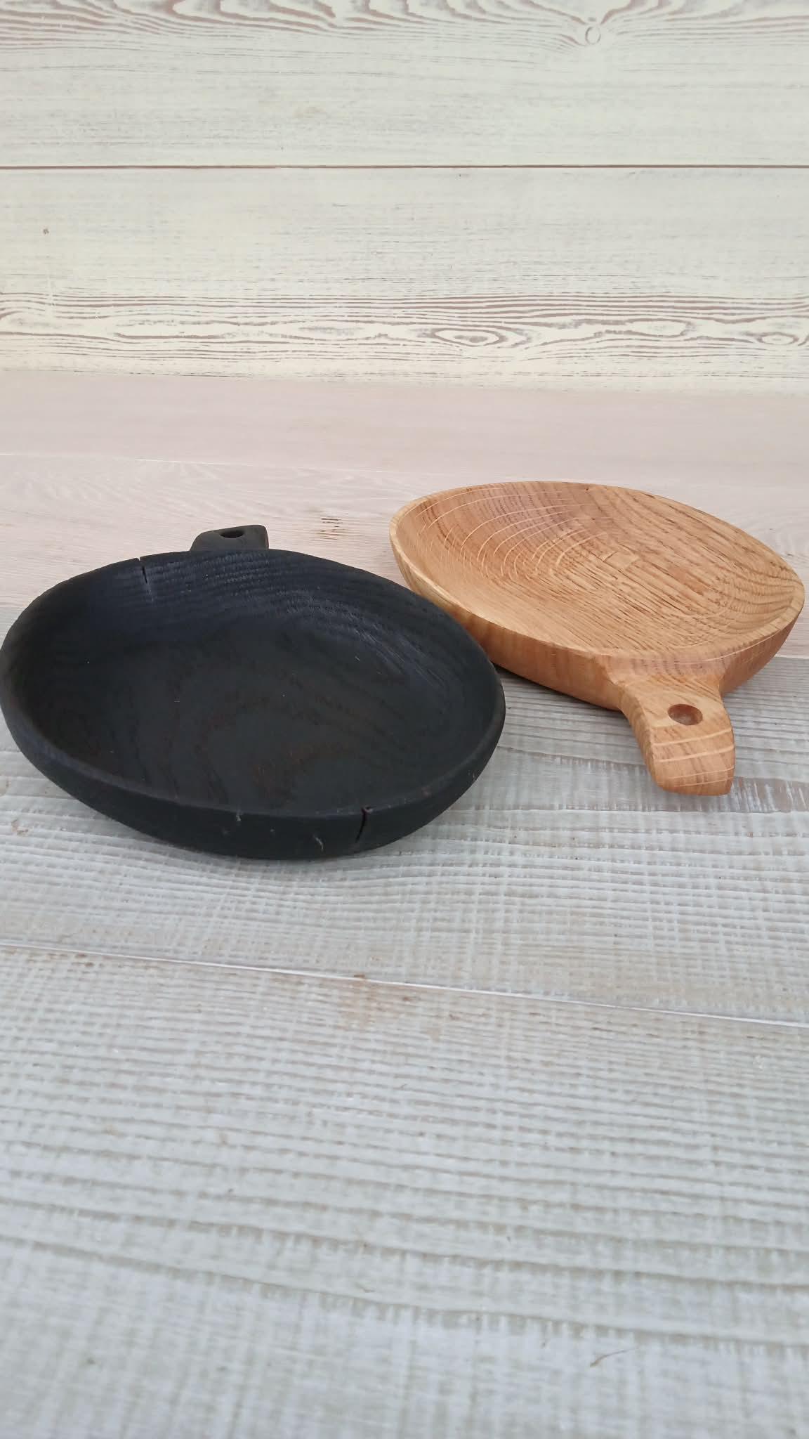 Handmade Rustic Oak Set Walnut Bowls: Unique Wooden Serving Platter, Salad Fruit Bowl — image 6
