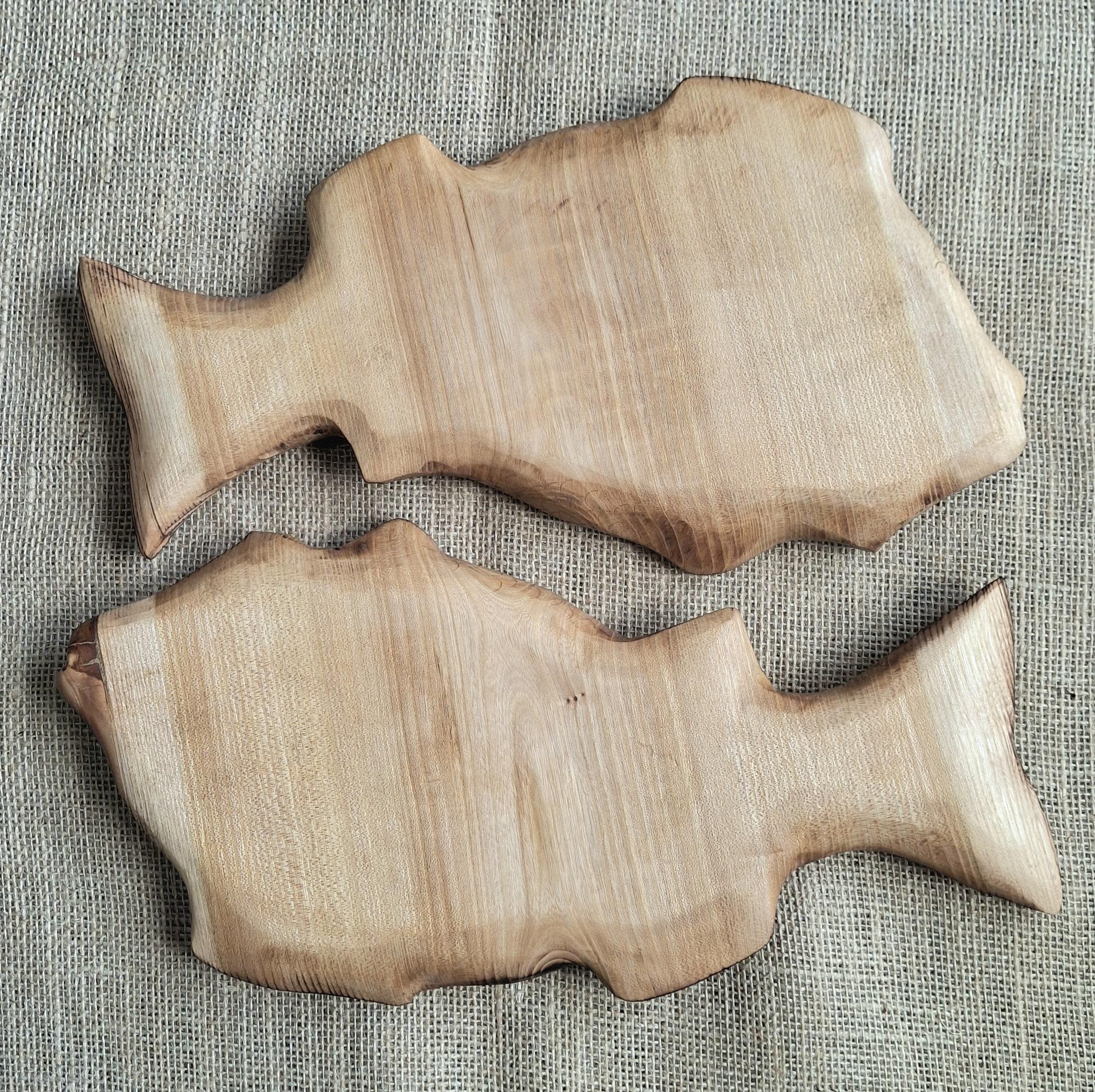 Hand Carved Elm Wood Fish Bowl, Rustic Serving Dish, Unique Kitchen Decor — image 6
