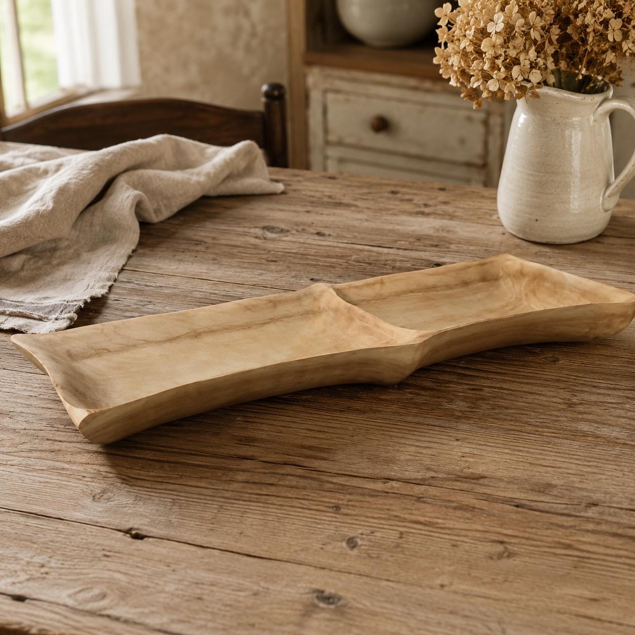 Hand Carved Pear Wood Bowl: Rustic Salad, Fruit, Eco-Friendly Wooden Bowl — image 3
