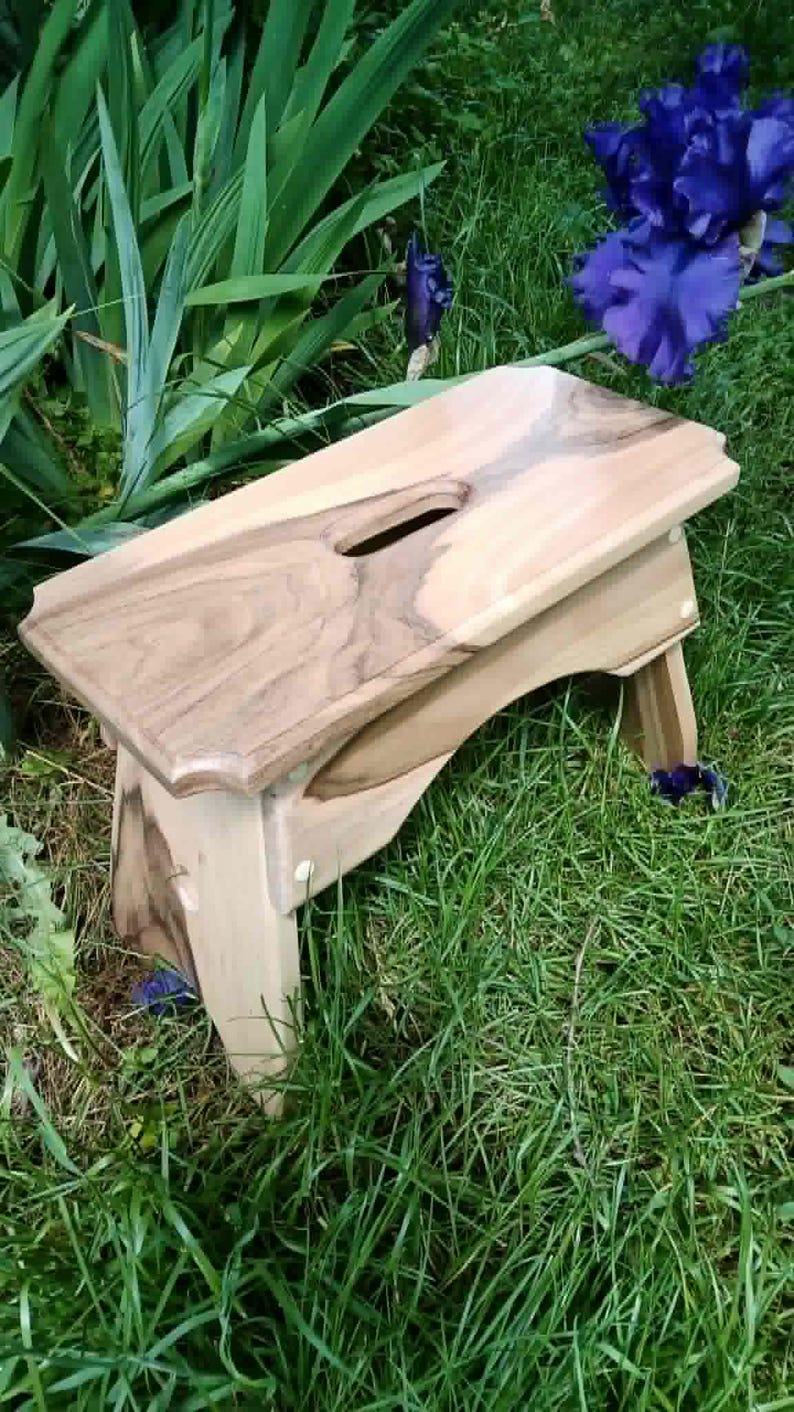 Handmade Walnut Milking Stool: Rustic Garden Step Stool image 11
