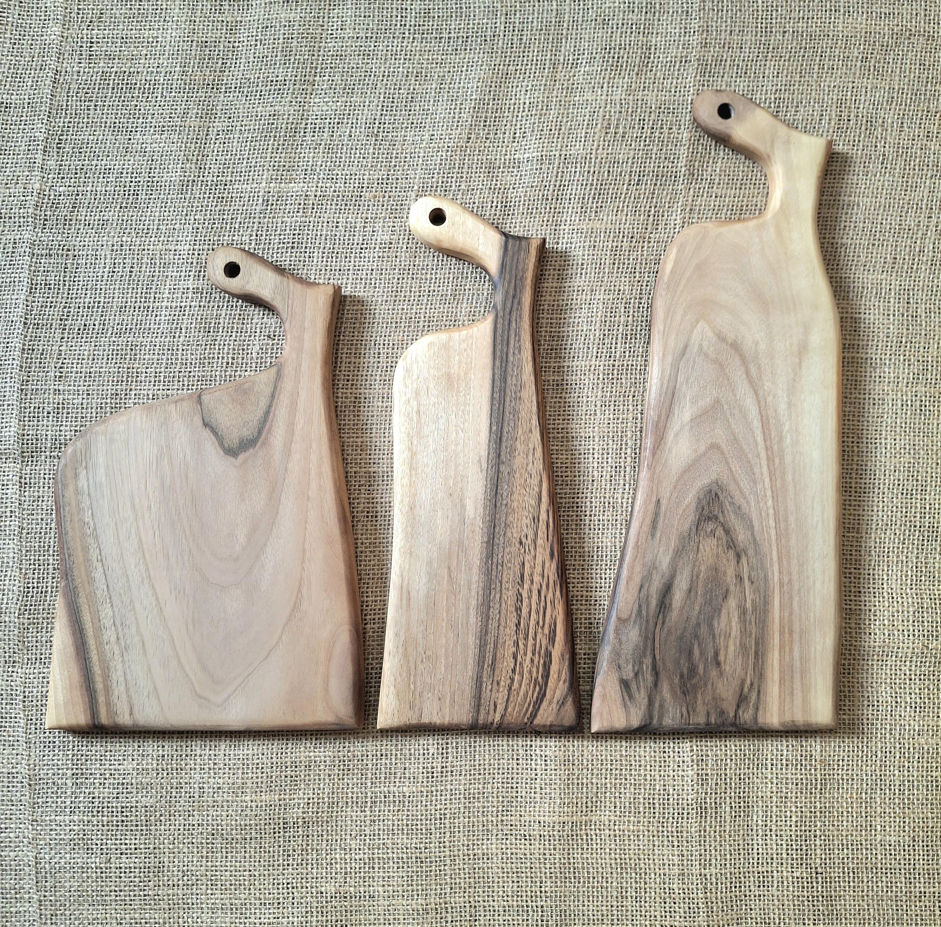 Handmade Set of 3 Wood Chopping Boards : Wooden Cutting Boards, Rustic Cheese & Charcuterie Platter — image 3