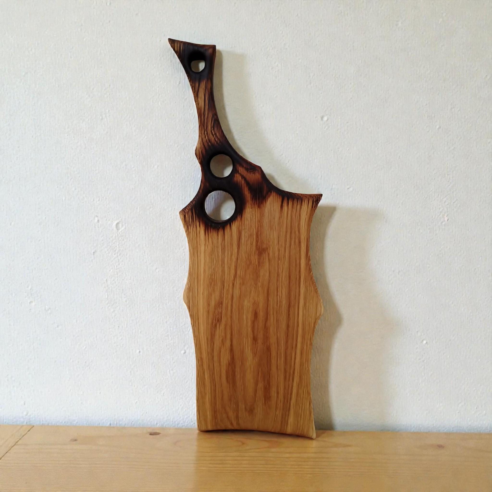 Handcarved Oak Wood Chopping Board, Rustic Bread Board , Serving Tray