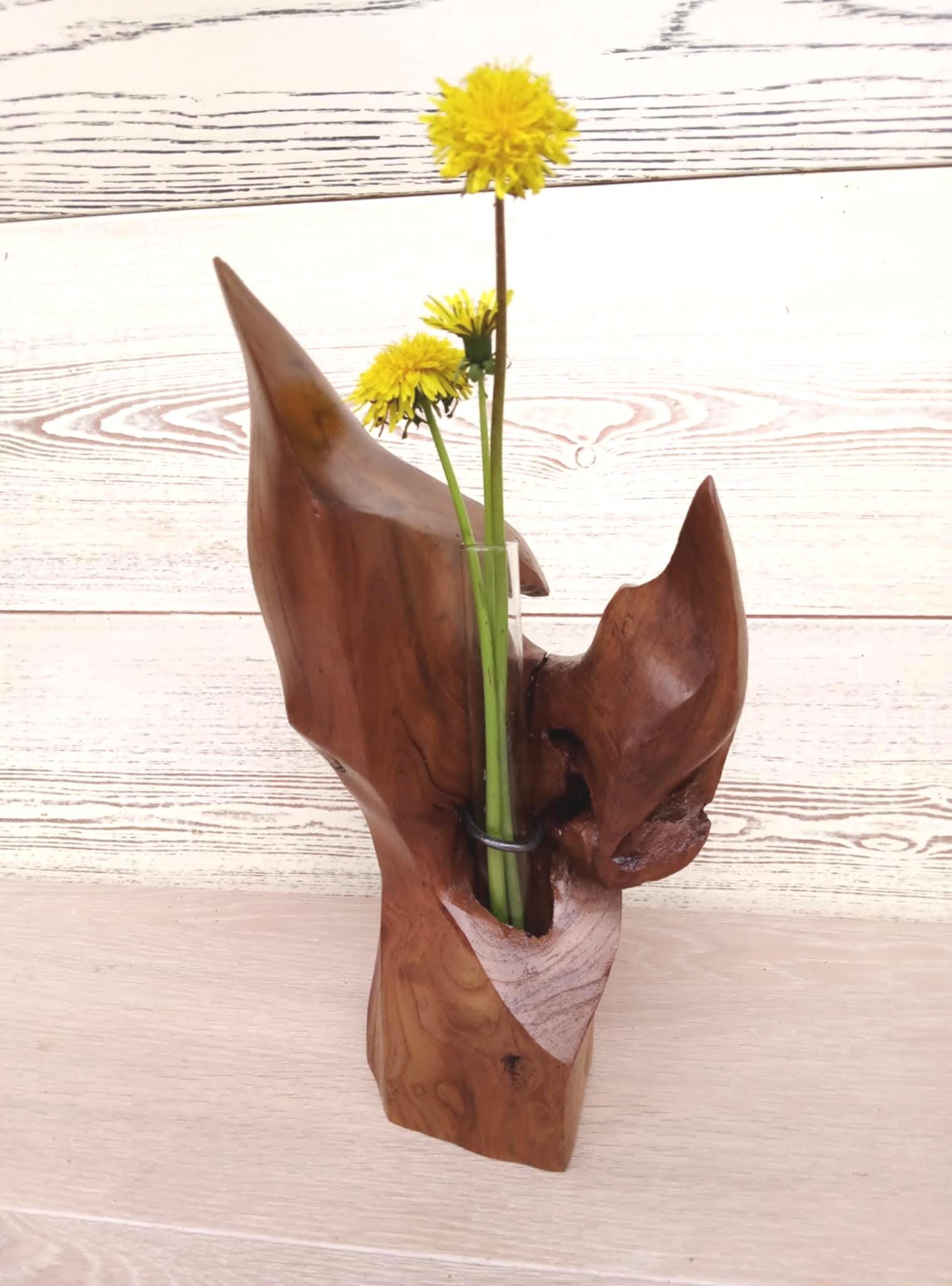 Hand Carved Wood Propagation Vase: Rustic Olive, Acacia, Cherry, Apple — image 6