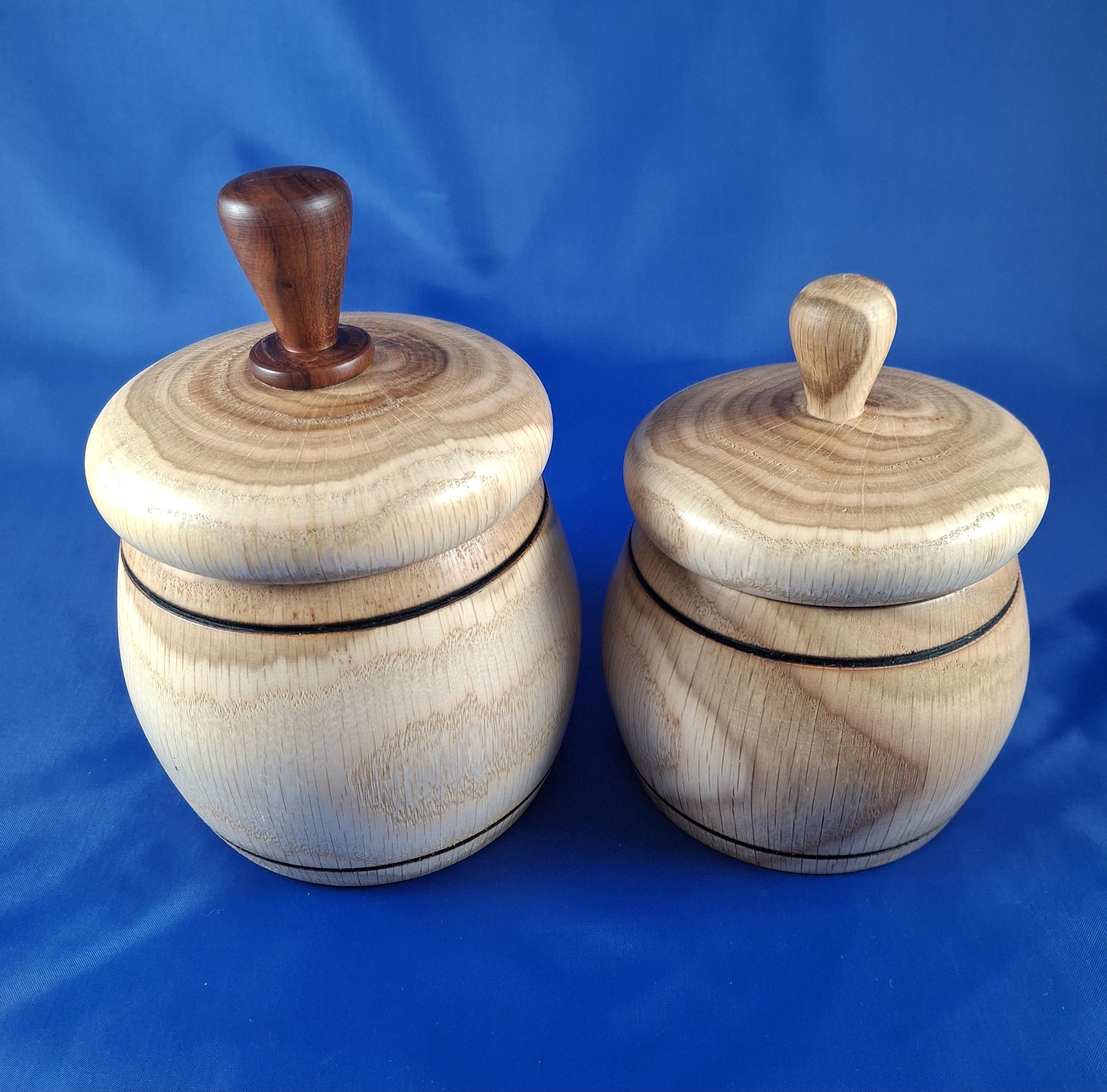 Set of 2 Handmade Oak Wood Spice Boxes: 2 Wooden Containers, Rustic Kitchen Decor — image 4