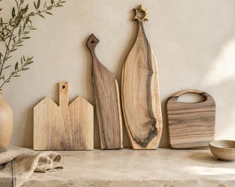 Handmade Walnut Wooden Chopping Board: Rustic Cutting Cheese Board