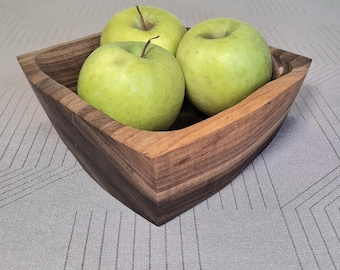 Handmade Walnut Wooden Bowl: Carved Wood Jewelry Tray, Trinket Dish, Serving Platter
