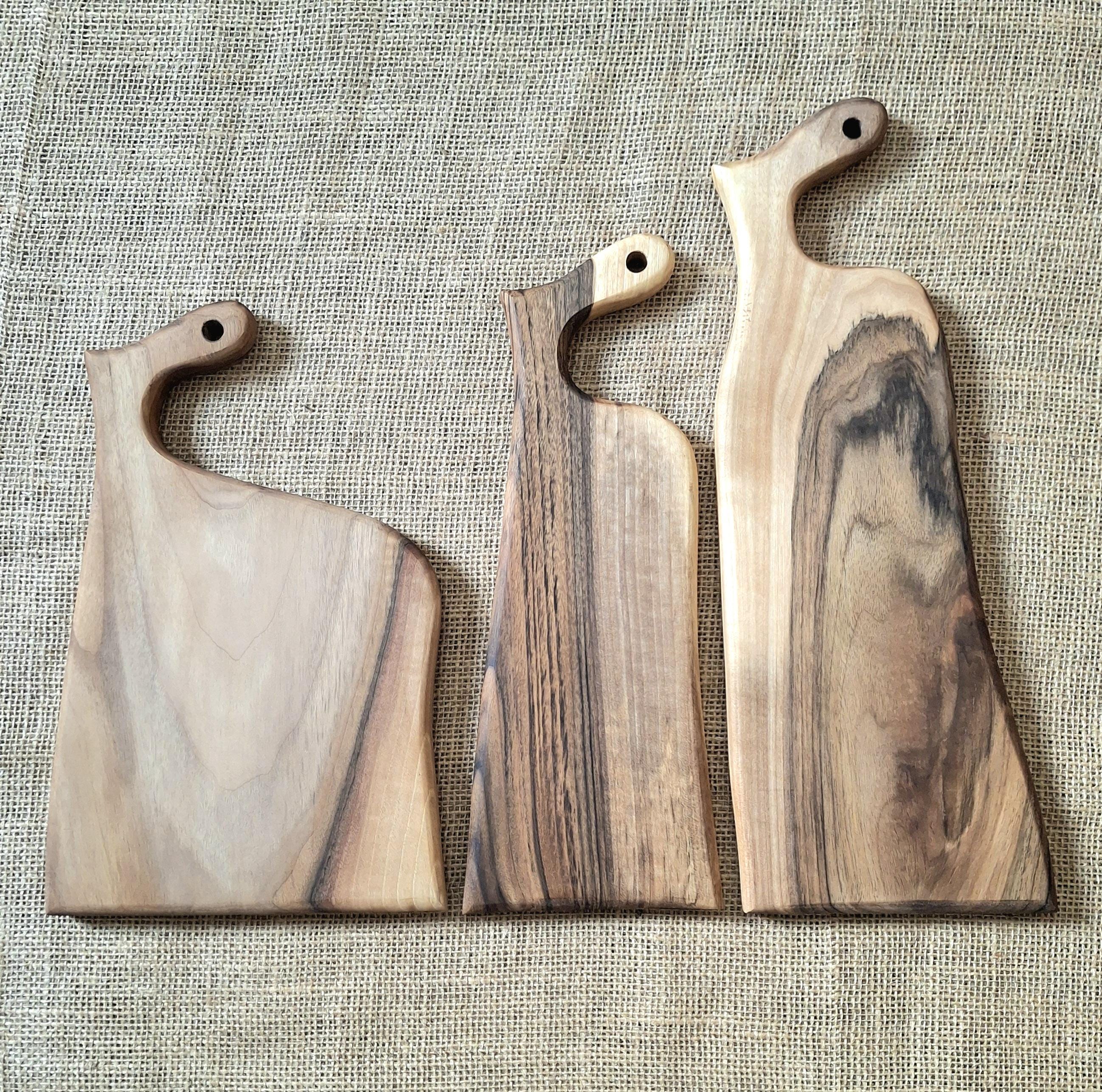 Handmade Set of 3 Wood Chopping Boards : Wooden Cutting Boards, Rustic Cheese & Charcuterie Platter — image 4