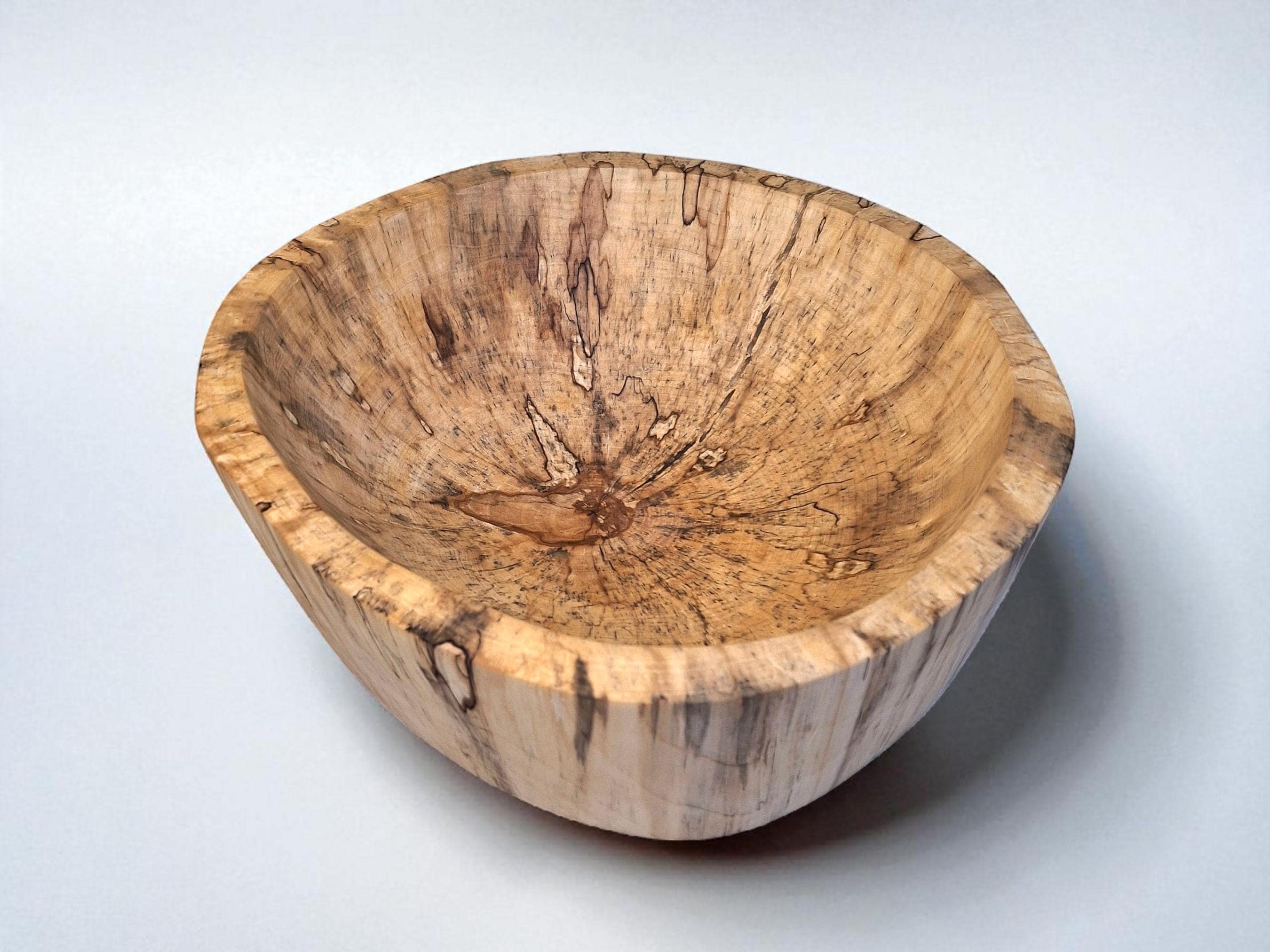 Handmade Spalted Birch Wood Plate: Rustic Fruit or Dough Bowl, 26cm — image 3