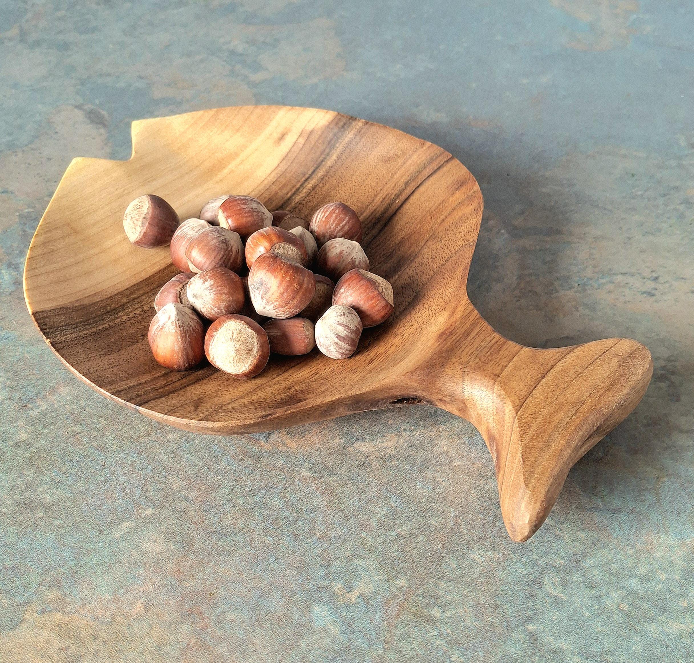 Hand Carved Walnut Wood Bowl: Rustic Farmhouse Decor, Fruit Salad Bowl — image 2