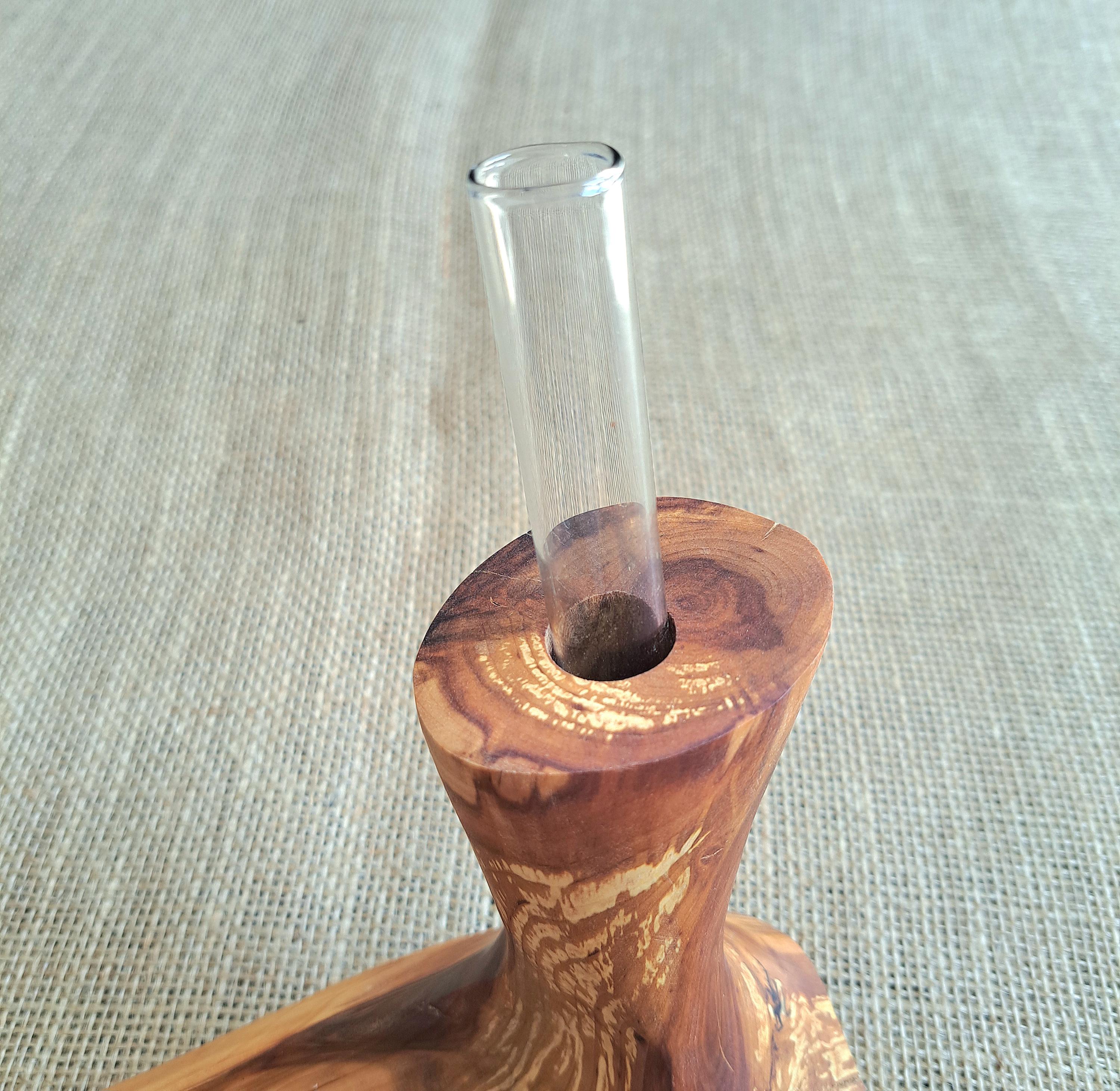 Handmade Wooden Bowl with Bud Vase, Rustic Centerpiece Organizer from Spalted Apple Wood — image 6