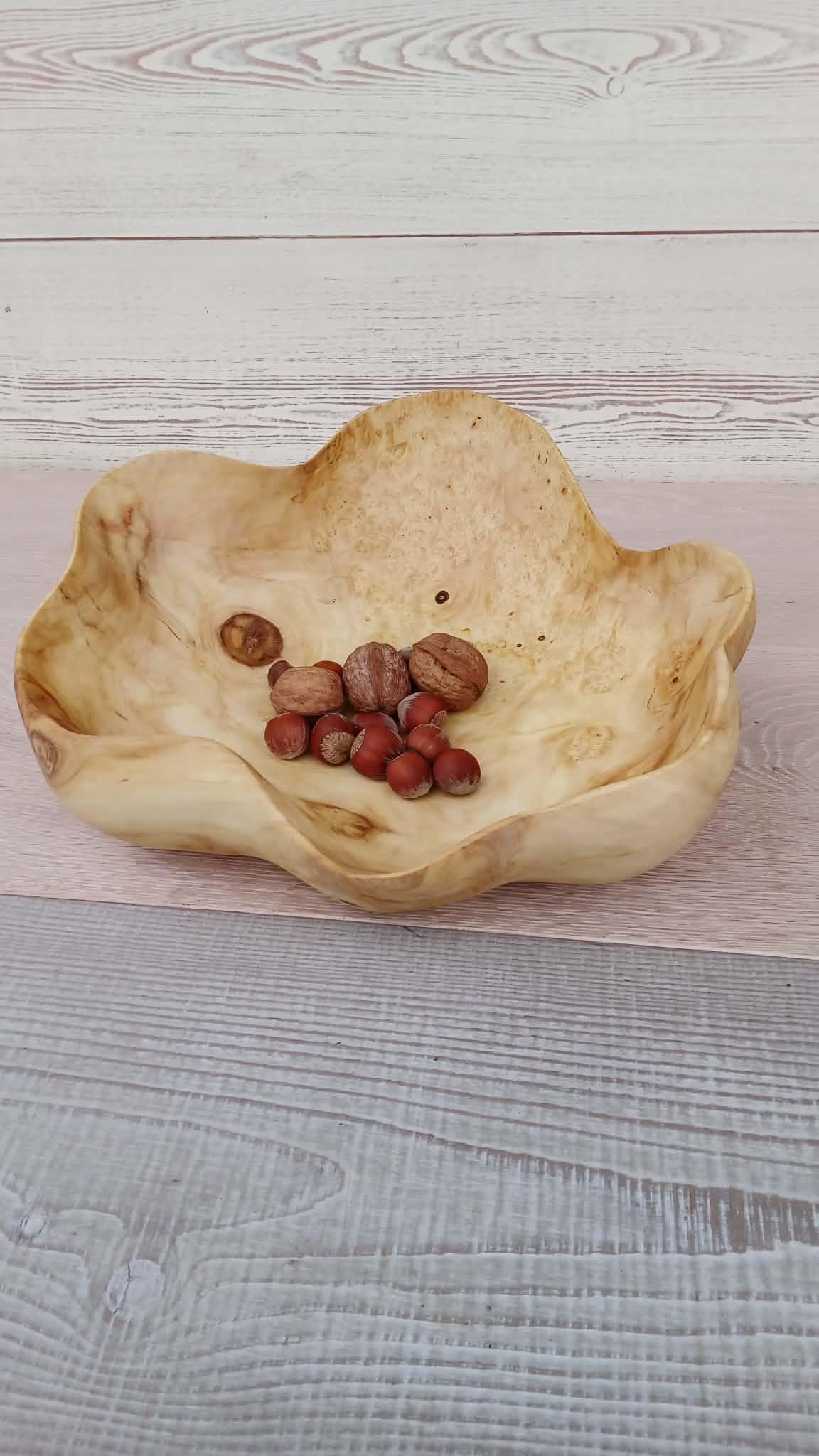 Hand-Carved American Maple Burl Wood Bowls, Rustic Wooden Bowl — image 3