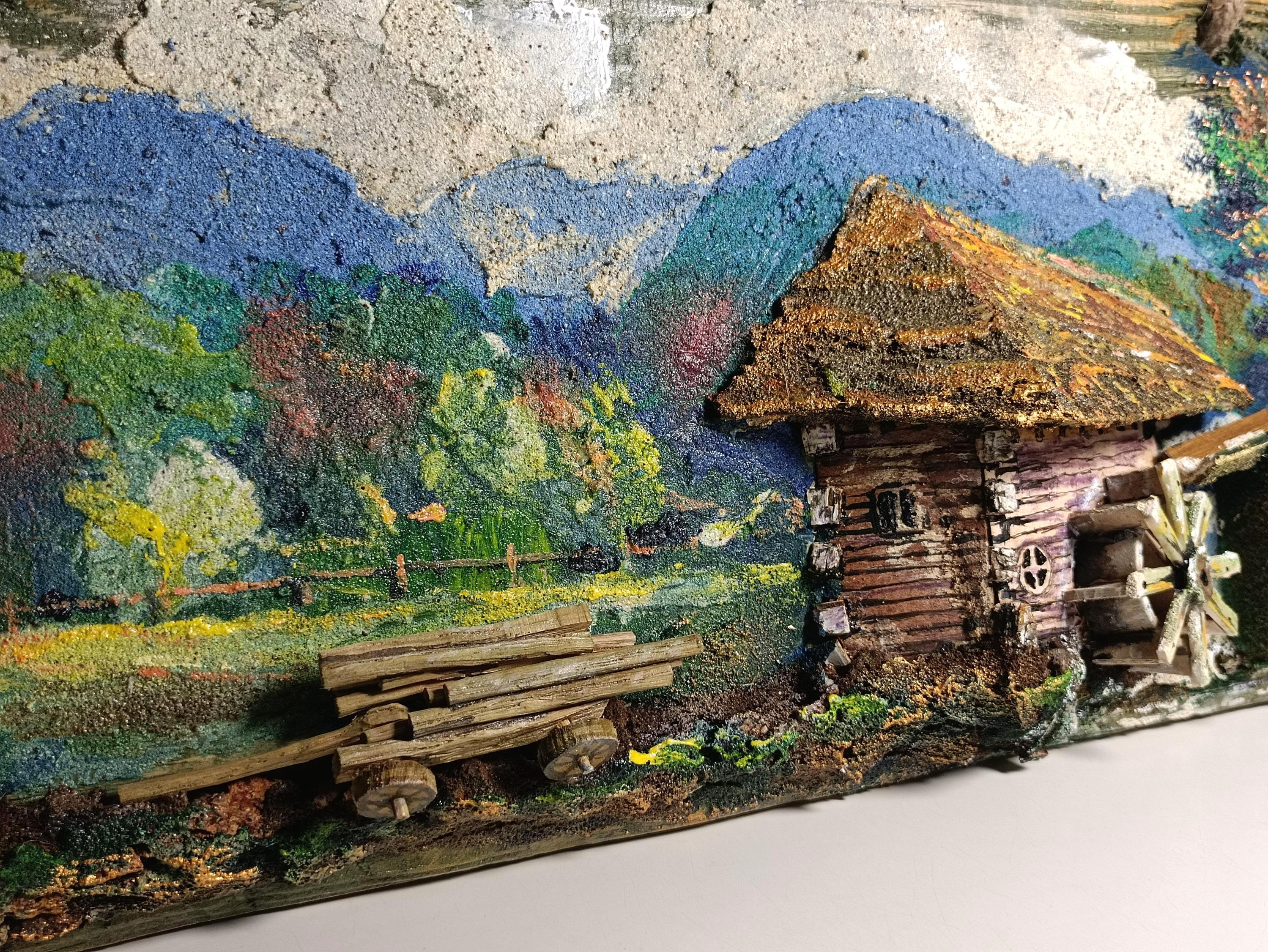 Rustic Countryside Landscape Wood Wall Art, Handmade 3D Wooden Wall Decor — image 6