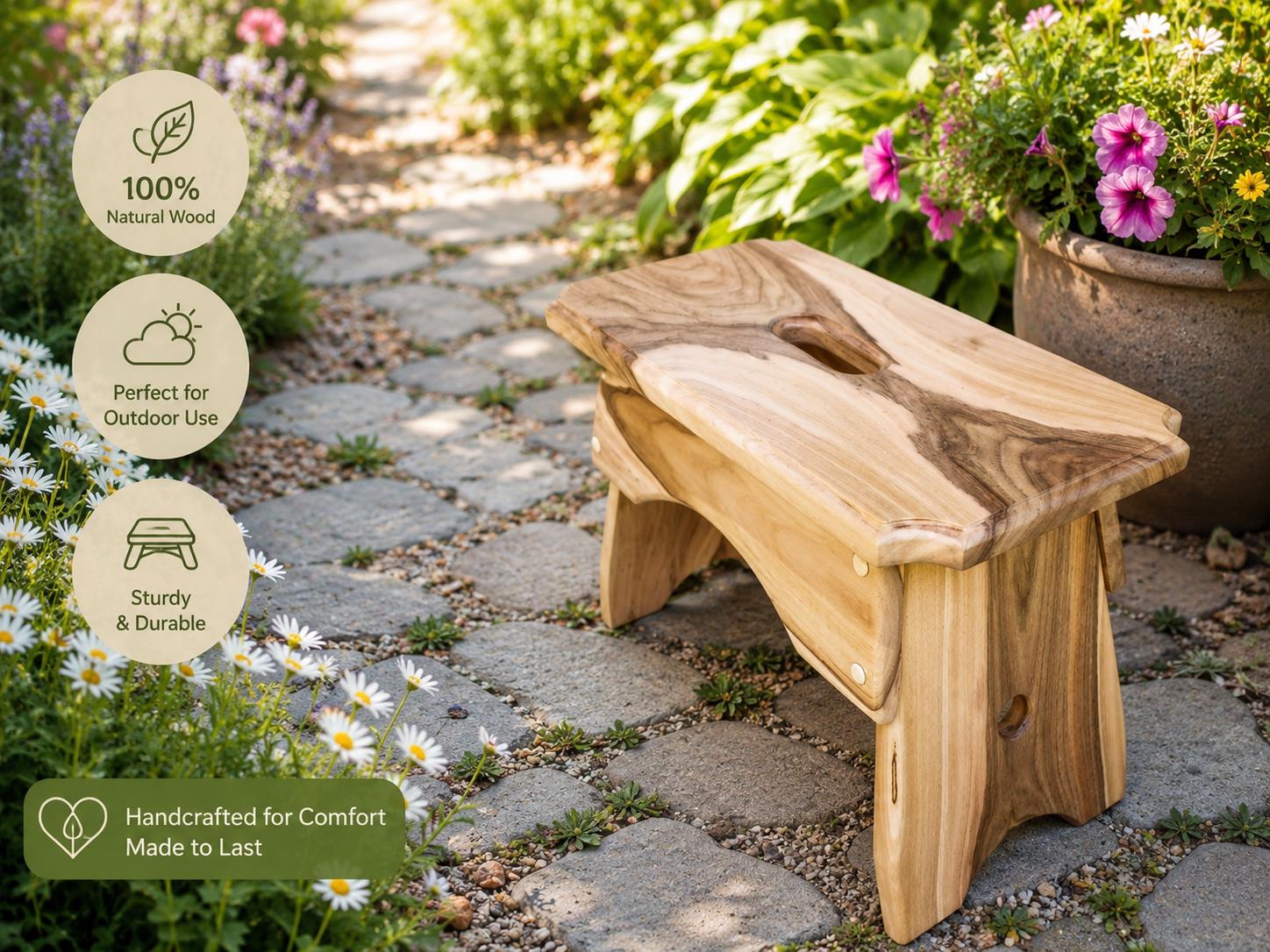 Handmade Walnut Milking Stool: Rustic Step Stool Plant Stand