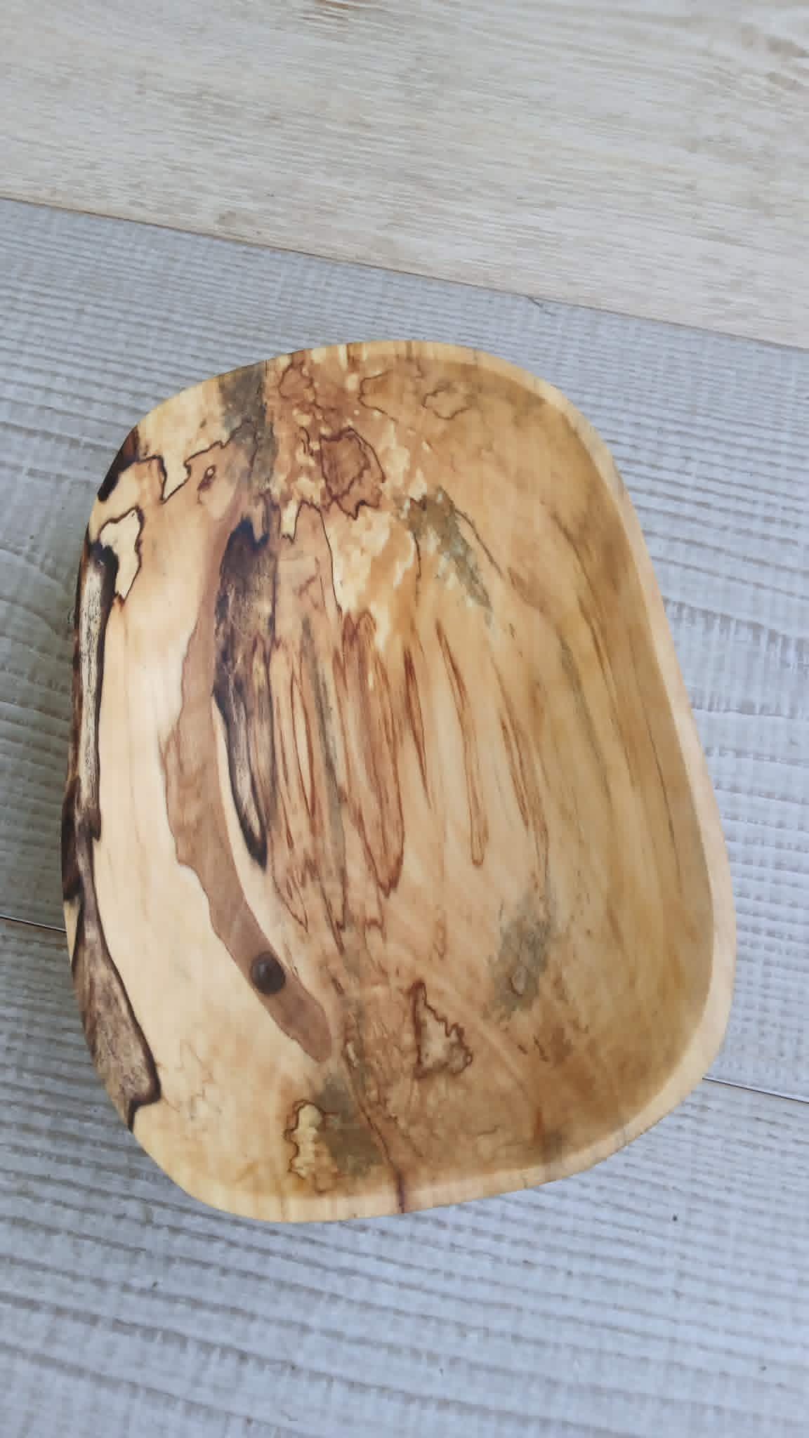 Spalted Birch Wood Bowl: Rustic Wooden Salad, Fruit, or Dough Bowl — image 3