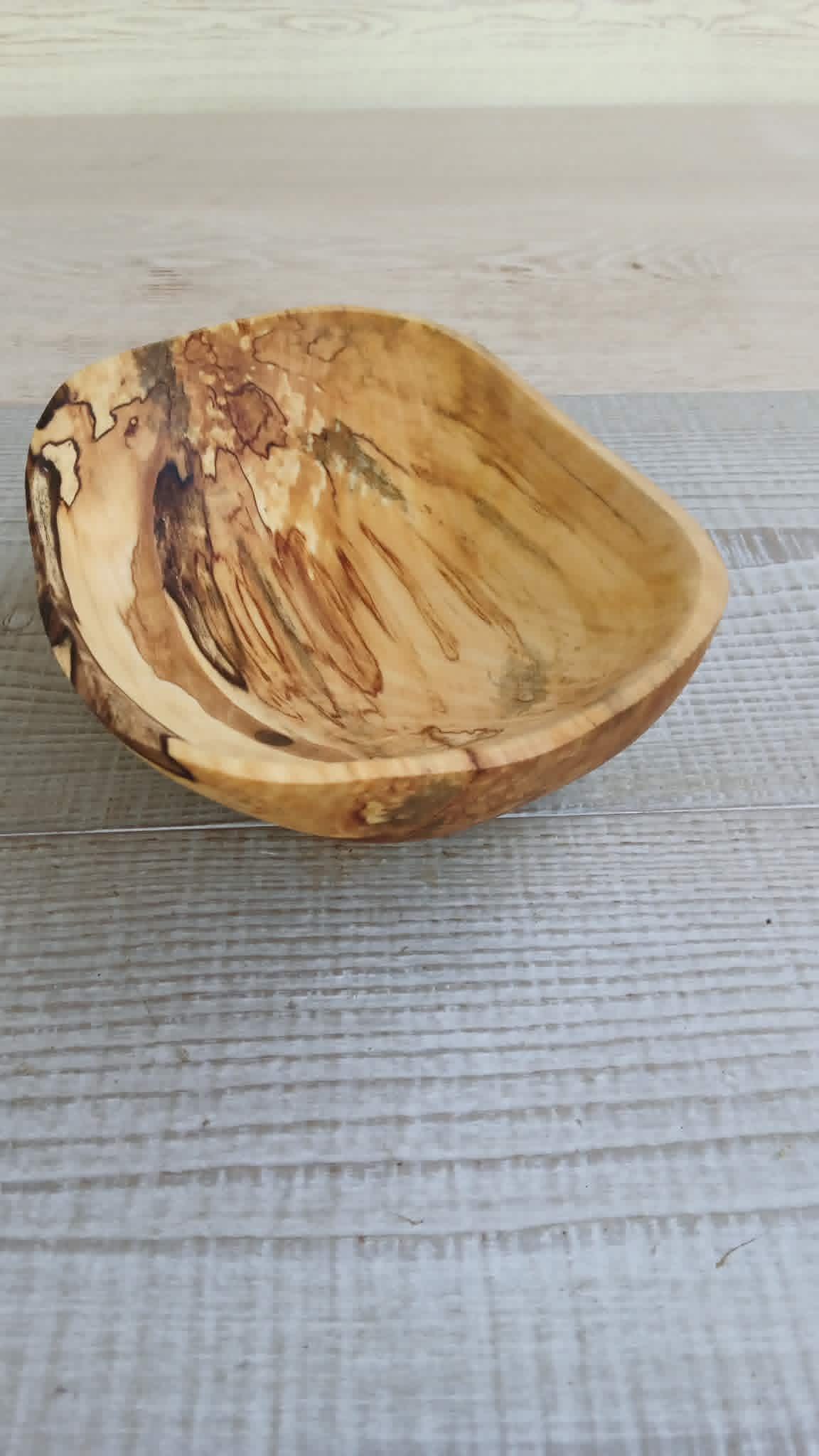 Spalted Birch Wood Bowl: Rustic Wooden Salad, Fruit, or Dough Bowl — image 5