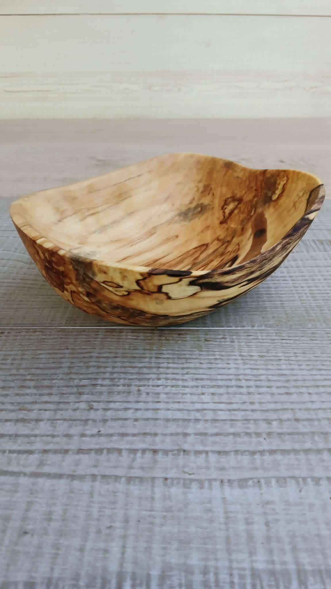 Spalted Birch Wood Bowl: Rustic Wooden Salad, Fruit, or Dough Bowl — image 4