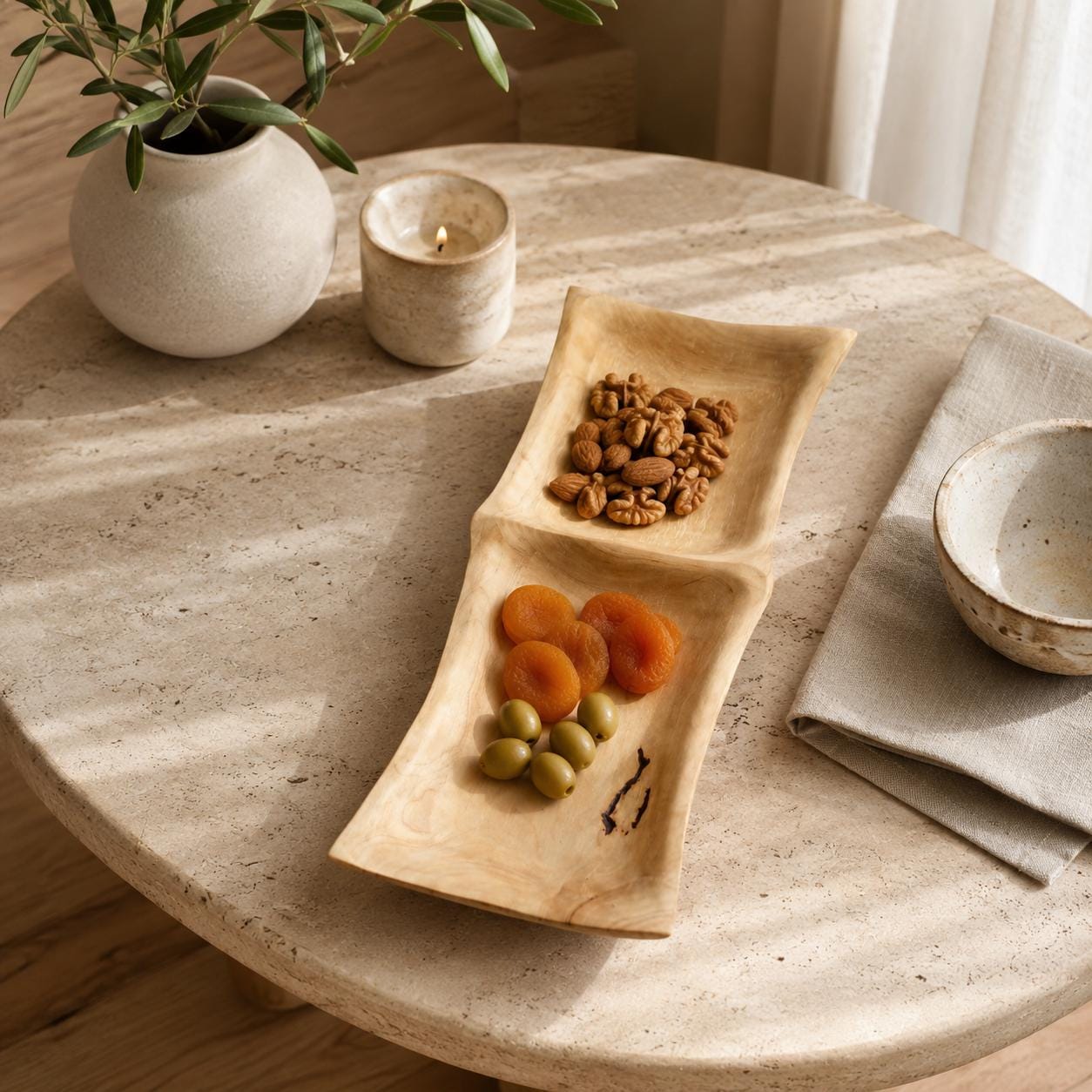 Hand Carved Pear Wood Bowl: Rustic Salad, Fruit, Eco-Friendly Wooden Bowl