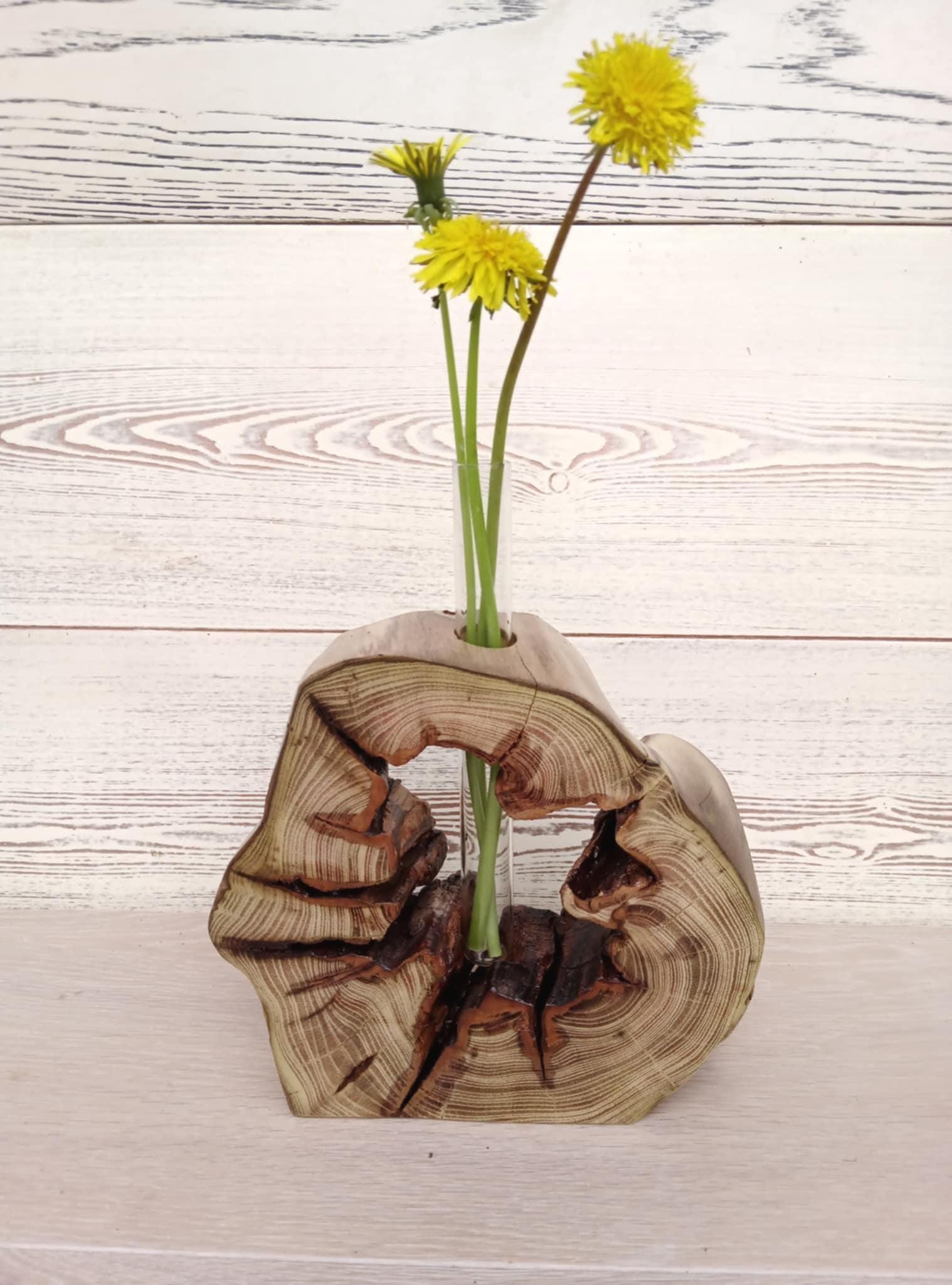 Hand Carved Wood Propagation Vase: Rustic Olive, Acacia, Cherry, Apple — image 8