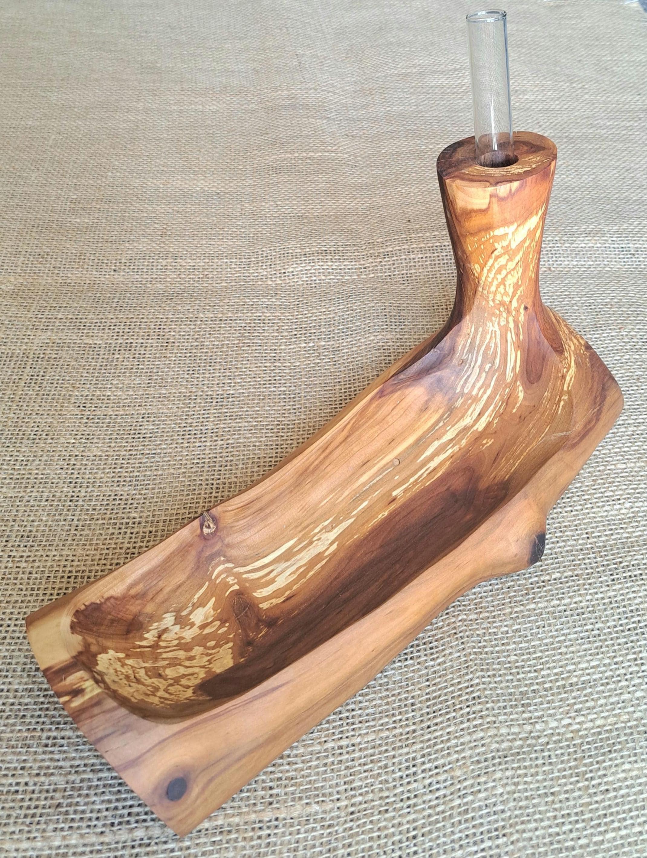 Handmade Wooden Bowl with Bud Vase, Rustic Centerpiece Organizer from Spalted Apple Wood — image 3