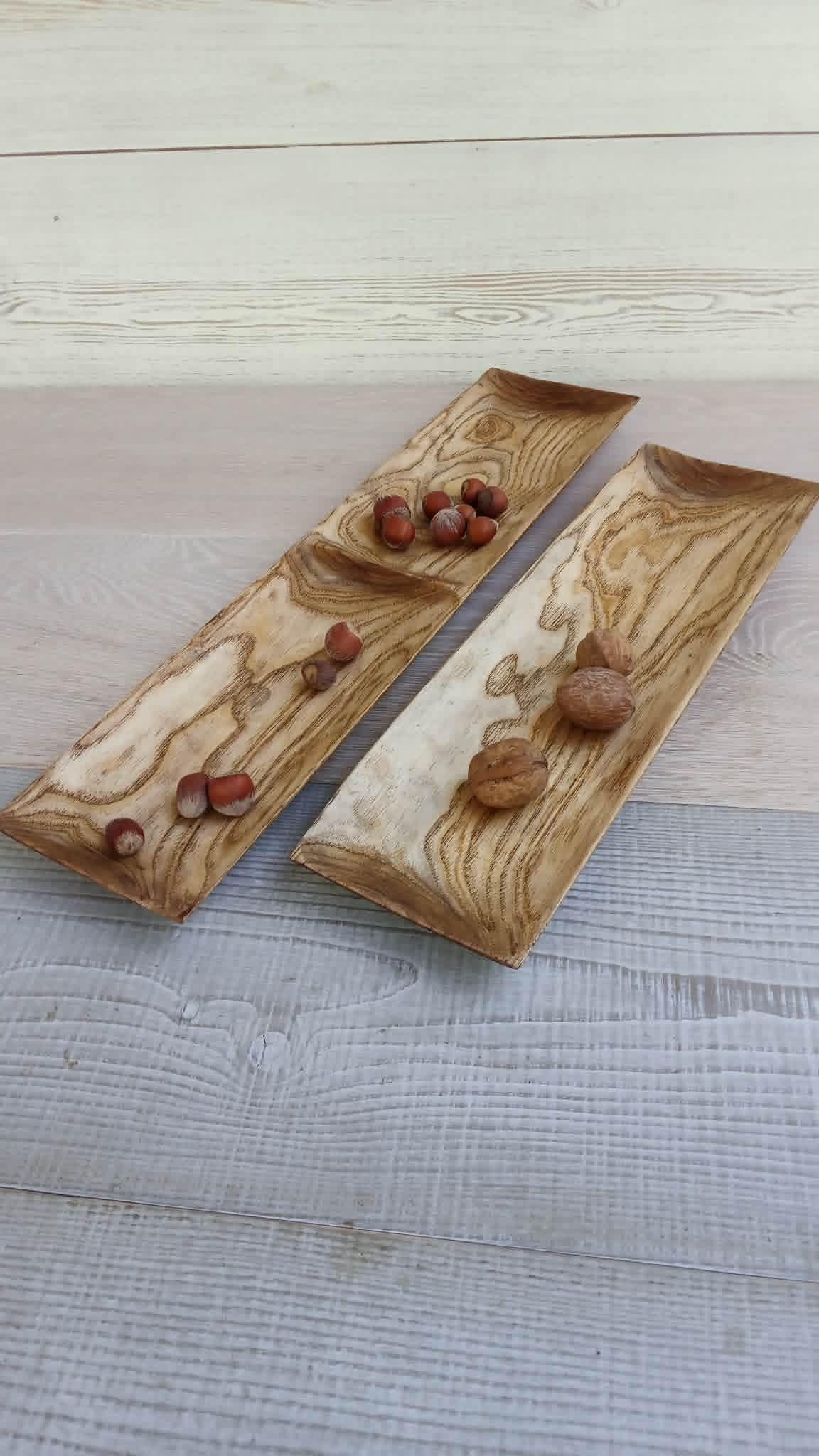 Rustic Wooden Bowls: Handmade Wood Serving Platter, Trinket Dish — image 5