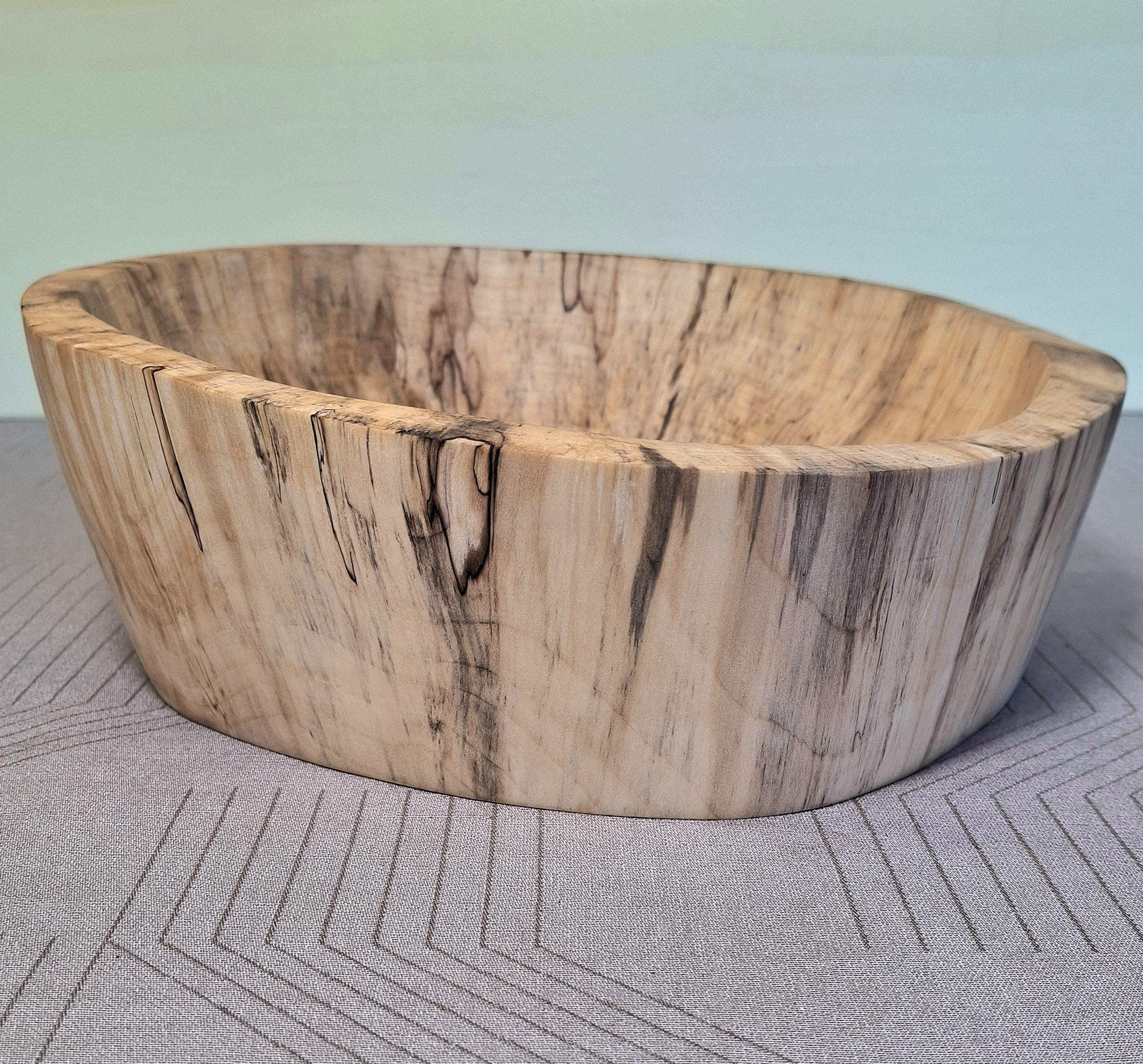 Handmade Spalted Birch Wood Plate: Rustic Fruit or Dough Bowl, 26cm — image 8