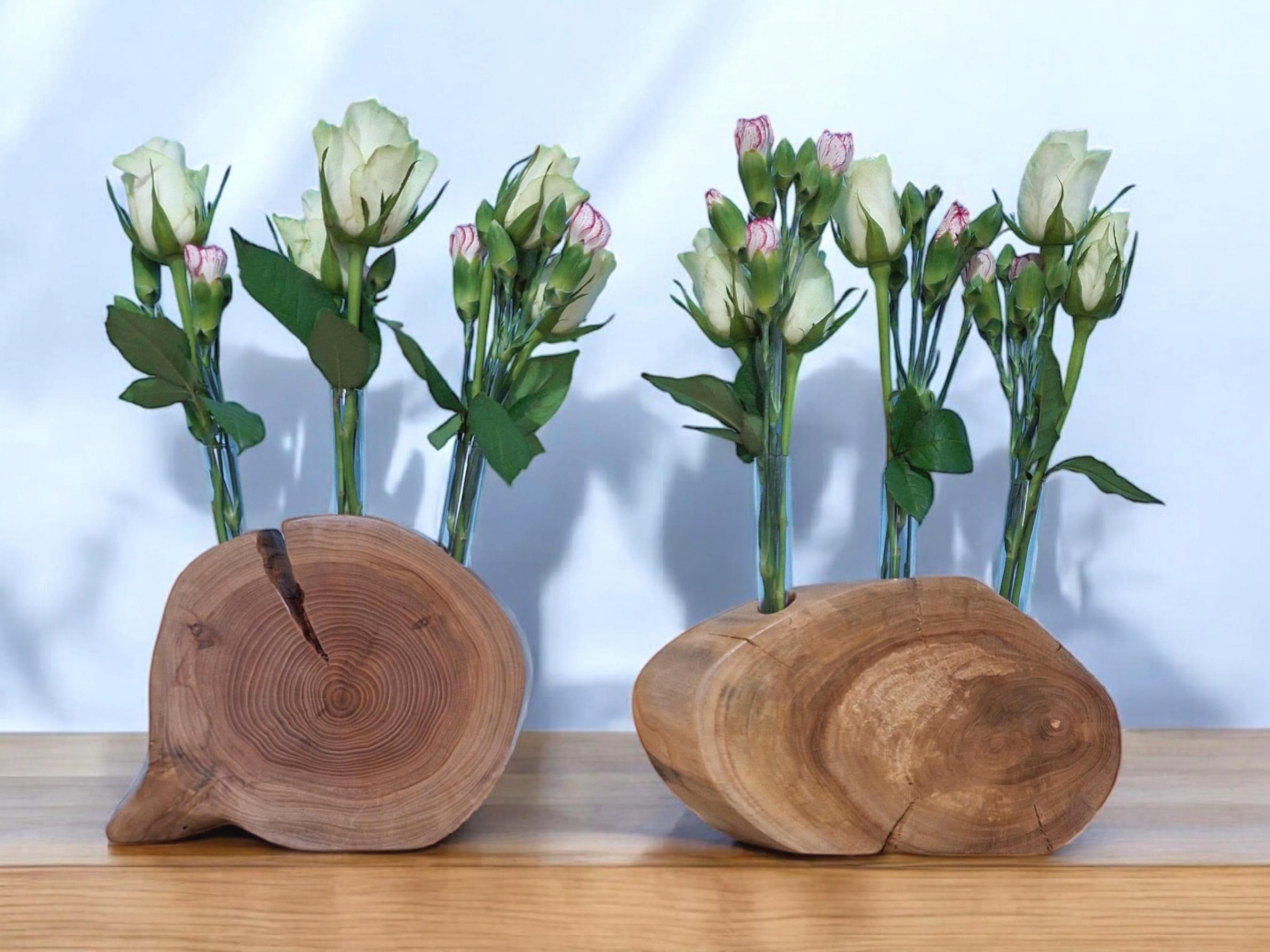 Hand Carved Wood Propagation Vase: Rustic Olive, Acacia, Cherry, Apple — image 2