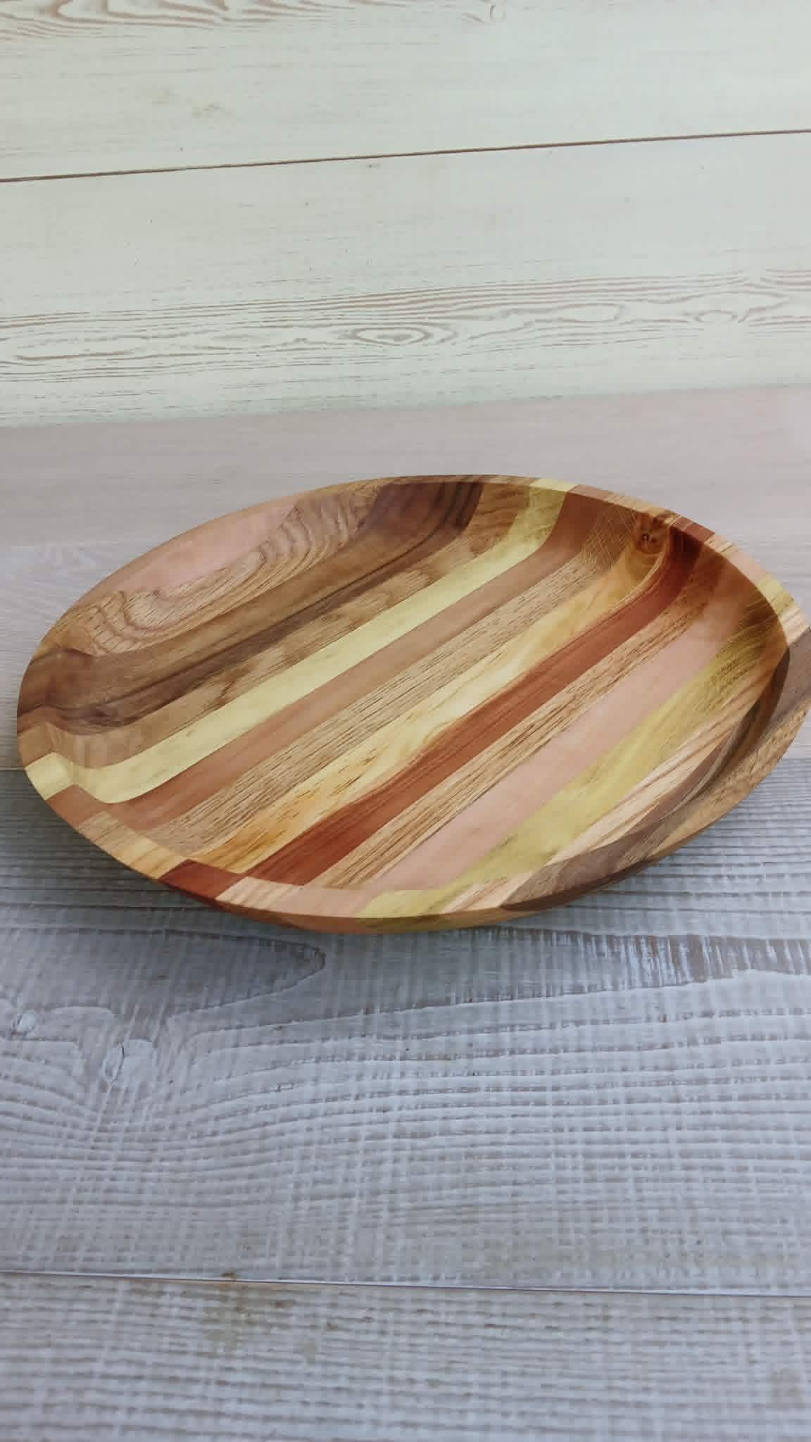 Handmade Wood Plates: Round Serving Bowl, Rustic Decor — image 10