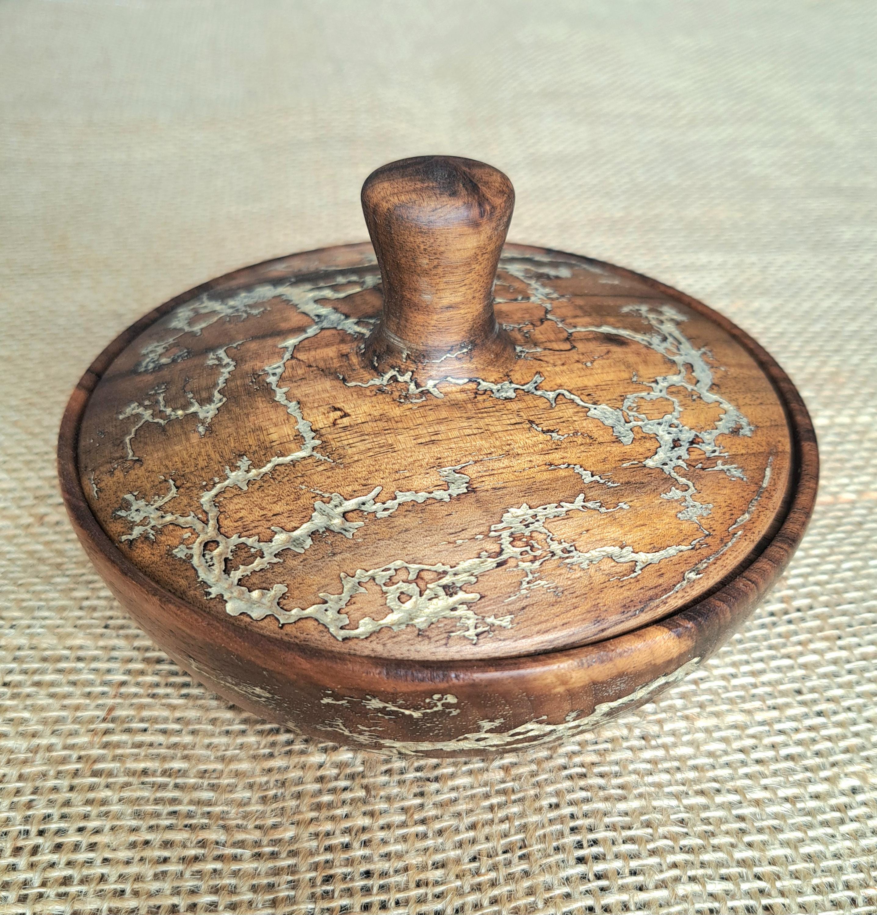 Handmade Wooden Trinket Box, Round Jewelry Keepsake Box, Rustic Bowl with Decorative Lid — image 5