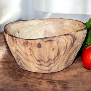Handgefertigte Holzschale aus Ulme, Salatschüssel, Obstschale, Handgefertigte Schüssel, Servierplatte, Teigschüssel, Einzigartiges Holzgeschirr, Rustikaler Stil