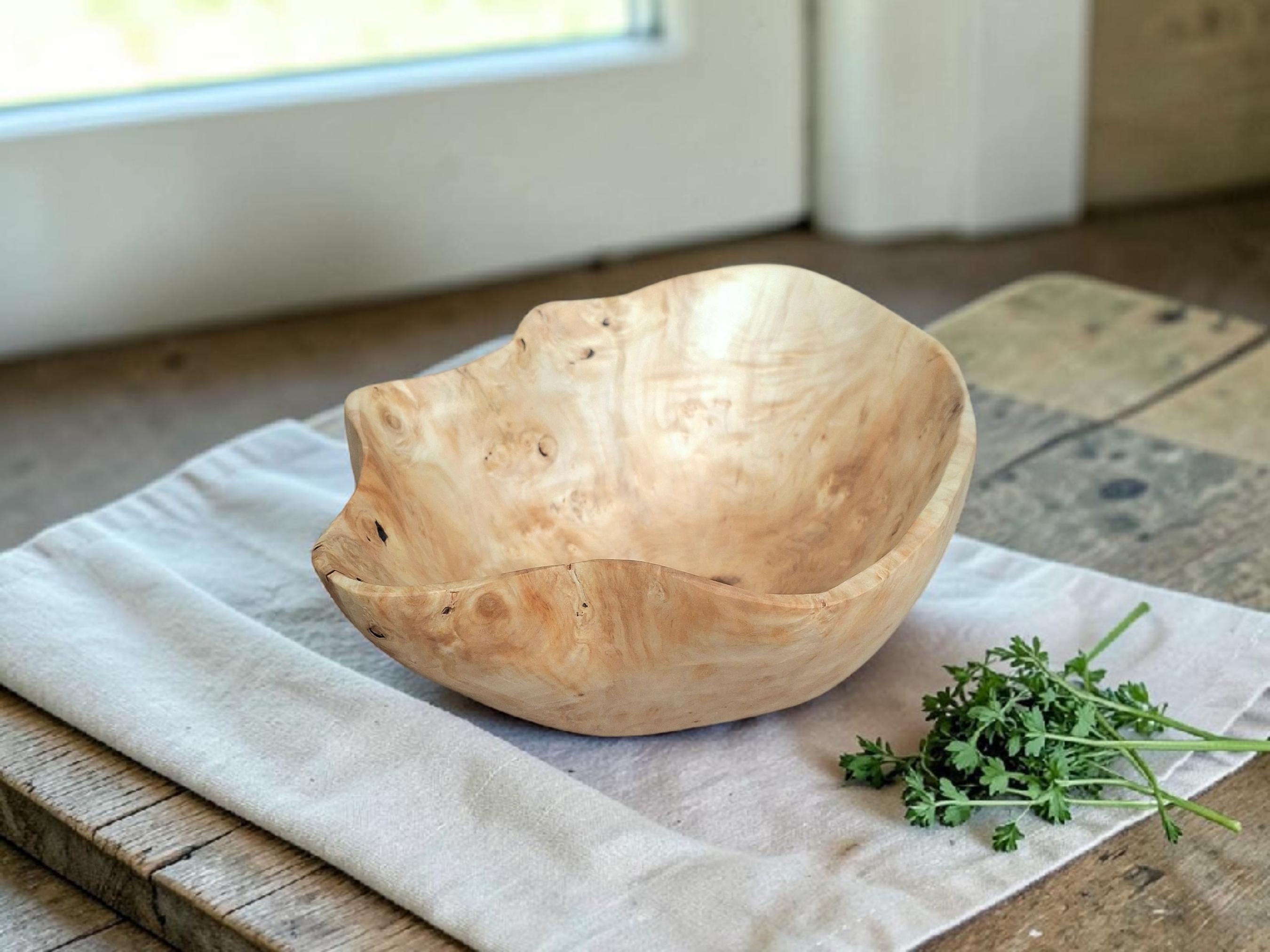 Handcarved American Maple Wood Bowls, Rustic Wooden Bowl — image 2