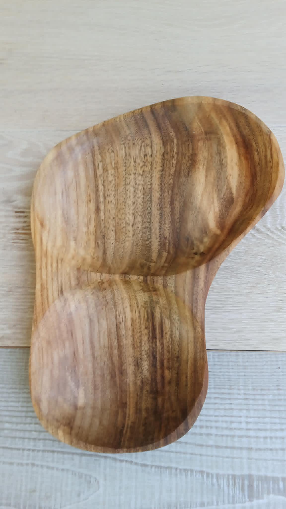 Hand Carved Rustic Wooden Bowl: Walnut wood, Natural Grain — image 2