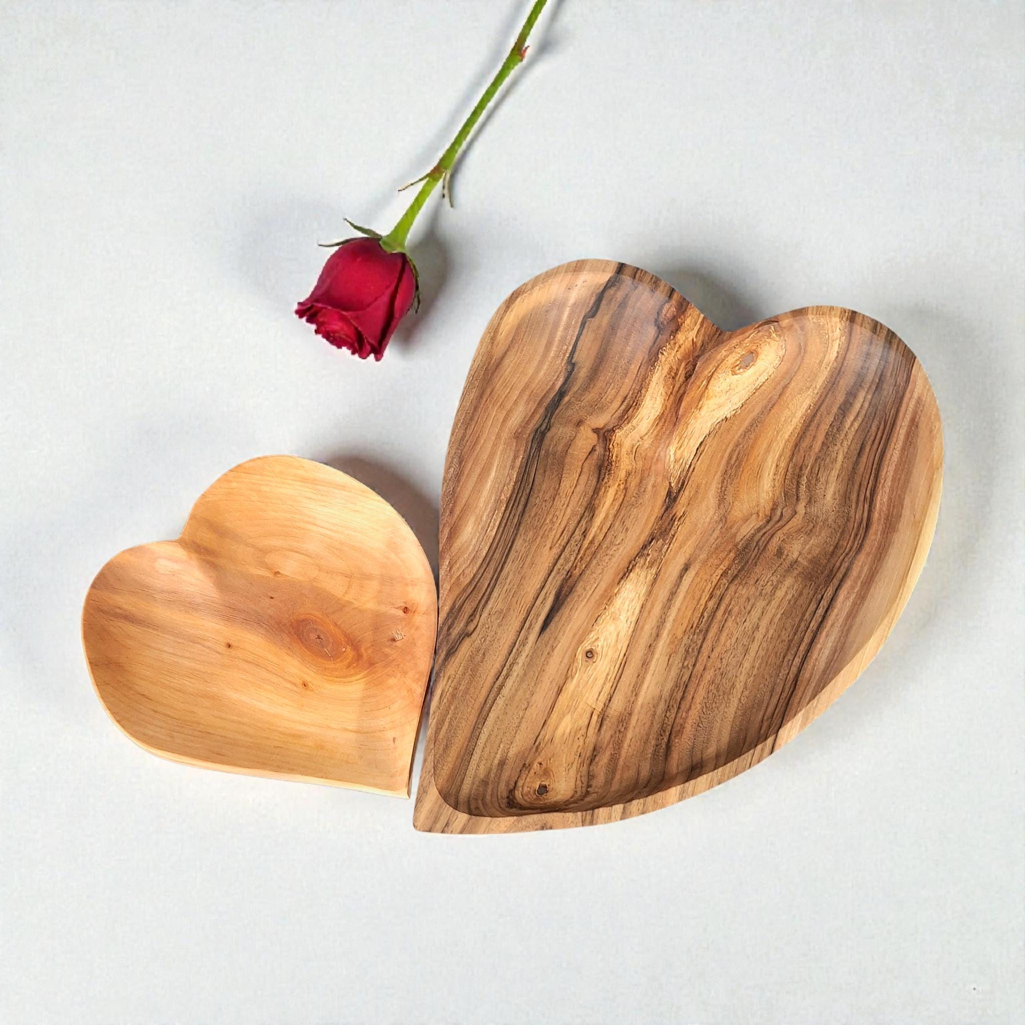 Handmade Wooden Trinket Bowls: Carved Wood Jewelry Tray, Serving Dish. Valentines Day Gift — image 6