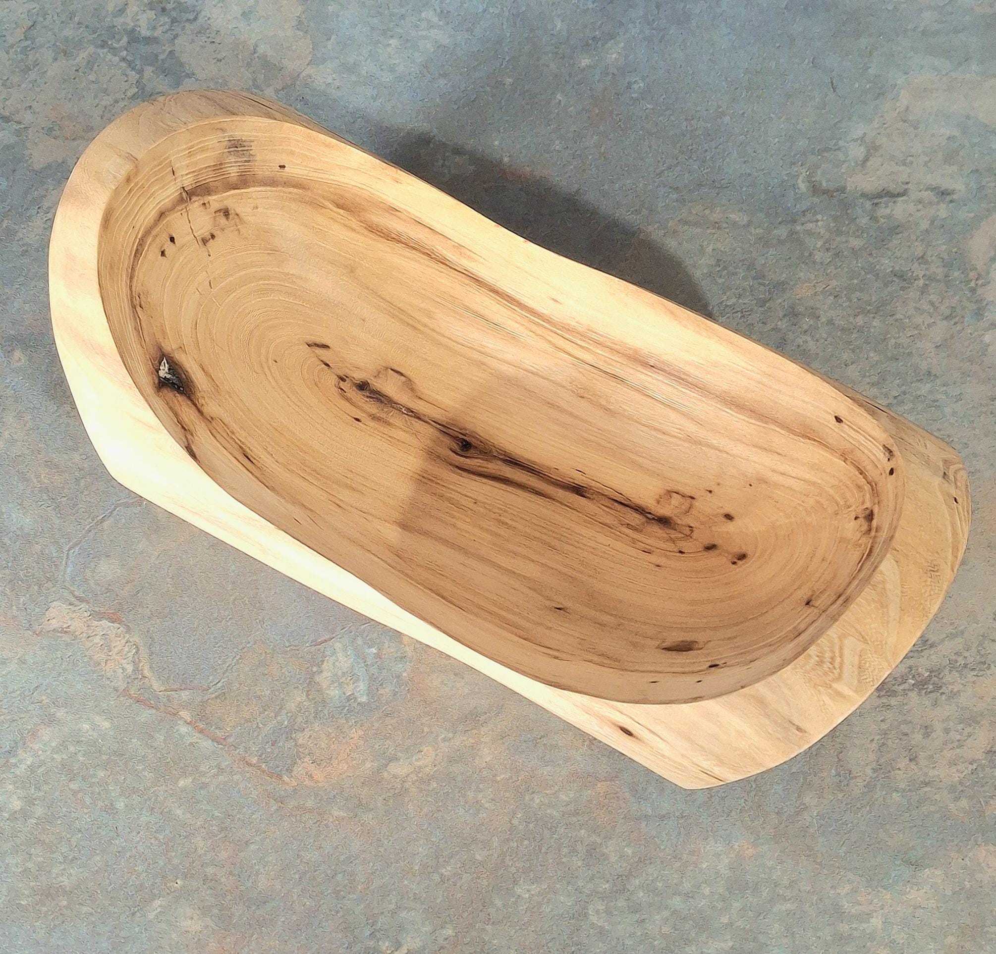 Handmade Oak Wood Bowl: Carved Wood Jewelry Tray, Rustic Decor, Fruit, Salad Serving Dish — image 10