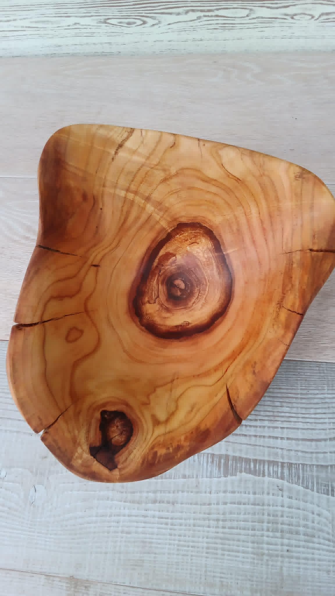 Hand Carved American Maple Root Burl Wooden Bowl: Rustic Serving Platter — image 3