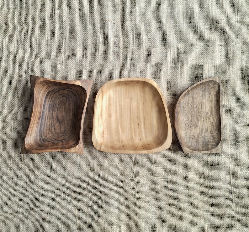 Wooden Bowls, Trinket Dish, Handmade Pear and Olive Wood Bowl image 1