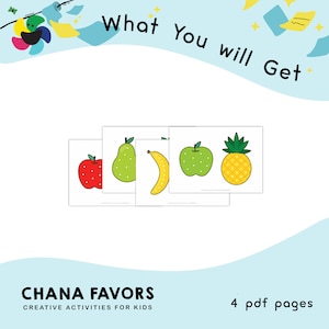 Pick and Match Fruit Fun Printable Develop Fine Motor Skills & Color Recognition Educational Game for Kids zdjęcie 2