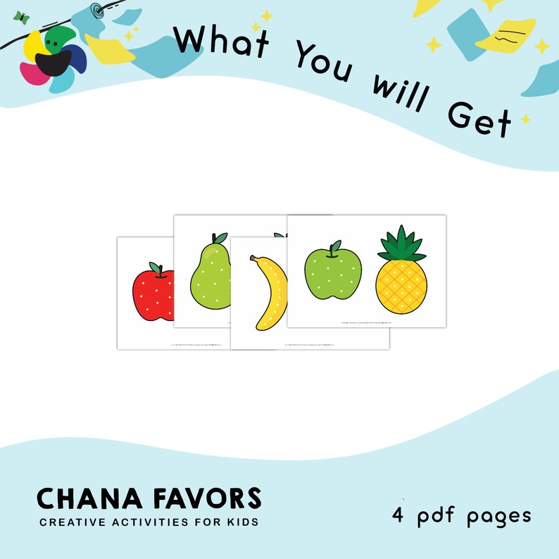Pick and Match Fruit Fun Printable Develop Fine Motor Skills & Color Recognition Educational Game for Kids zdjęcie 2