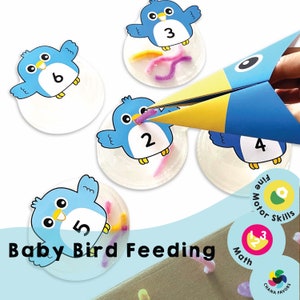Baby Bird Feeding -Printable Learning Game for Kids! Encourage fine motor skills and early number recognition with this interactive activity