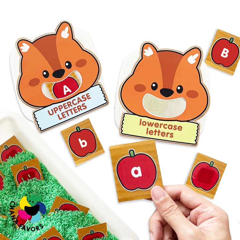 Squirrel Apple English Letters Printable PDF Uppercase and Lowercase