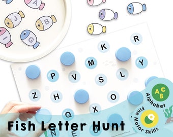 Fish English Letter Hunt Engaging Printable for Kids, Boost Letter Recognition and Fine Motor Skills, Perfect for Parents and Teachers