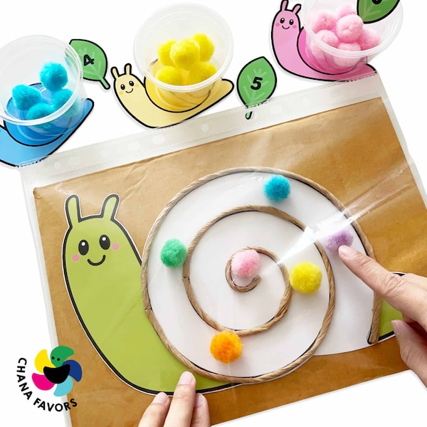 Défi couleur escargot à imprimer - Du plaisir de motricité fine pour les enfants ! - Apprentissage éducatif par le jeu - Téléchargement instantané - Activité pour les enfants