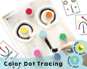 Color Dot Tracing afdrukbaar - Sensory Tray Game - Multi-sensorische fijne motoriek en creativiteit Kit
