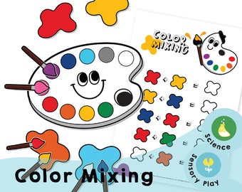 Color Mixing -Printable homeschool fine motor activity to help your child understand the science of color and learn how to create new colors