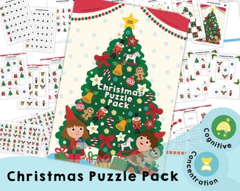 Christmas Puzzle Pack - 4 unique, printable puzzle games for kids to have fun and make good use of their free time. Perfect for this holiday