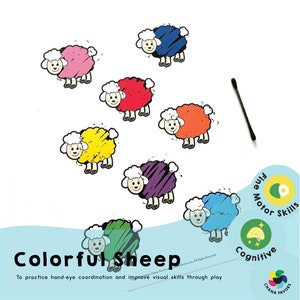 Colorful Sheep Printable preschool resources to help your child practice hand-eye coordination and improve visual skills through play image 3