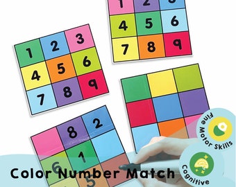 Corrispondenza dei numeri di colore stampabile - Pratica di scrittura dei numeri - Sviluppa il riconoscimento dei colori, le abilità con i numeri e la competenza nella scrittura dei numeri!