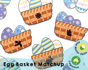 Egg Basket Matchup Printable - Fun Easter Activity for Kids, Improves Fine Motor & Cognitive Skills - Learning through Play - Printable Game