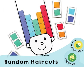 Random Haircuts - Printable preschool cutting activity to help your child develop scissor skills for when they show interest in scissors