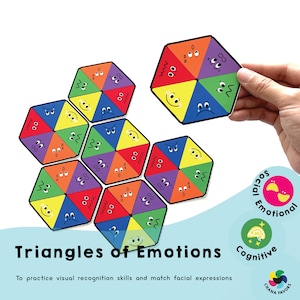 Triangles of Emotions - Printable PDF - Download Only - Preschool Activities | Practice Visual Recognition Skills, Match Facial Expressions!